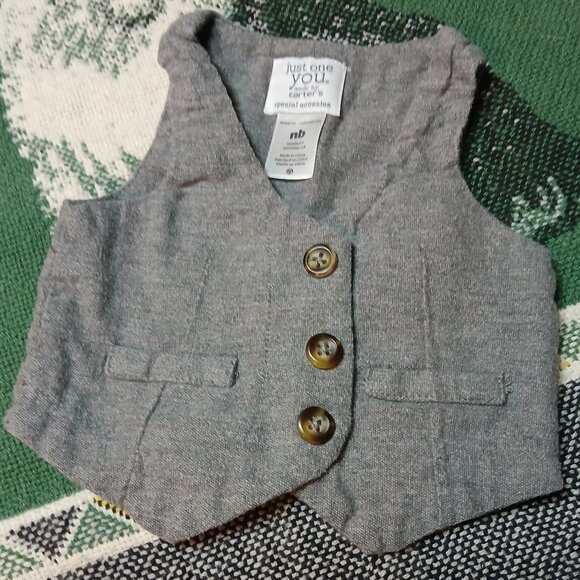 Carter's Other - Just One You by Carter's Newborn NB Infant Baby Gray Button Down Vest